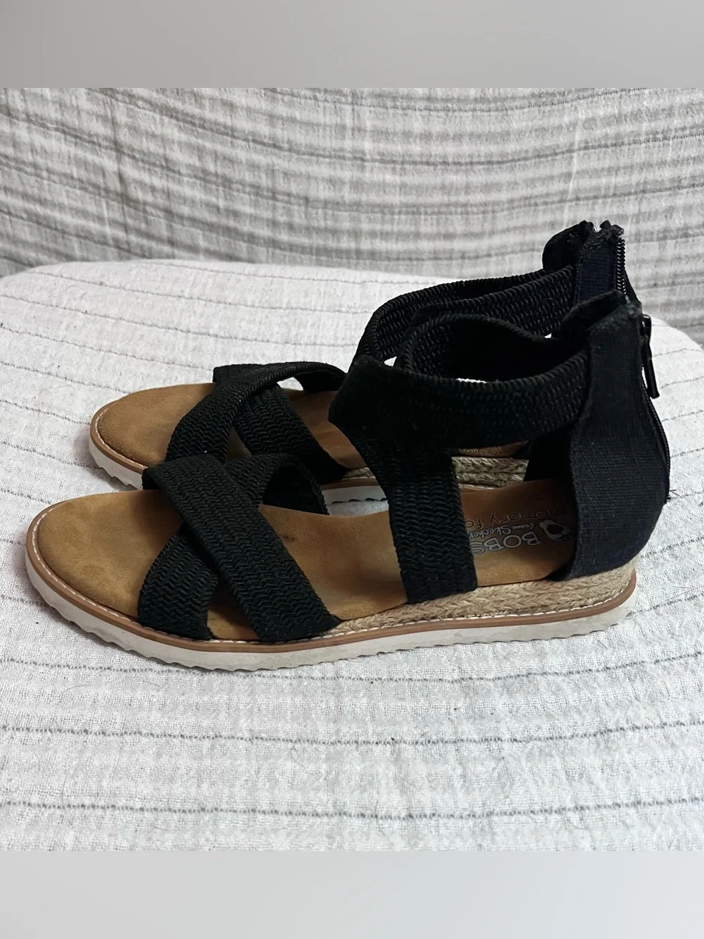 BOBS from Skechers Black Strap Espadrille Sandals